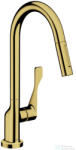 Hansgrohe AXOR Citterio egykaros konyhai csaptelep kihúzható zuhanyfejjel DN15, polírozott arany hatású 39835990 (39835990)
