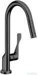 Hansgrohe AXOR Citterio egykaros konyhai csaptelep kihúzható zuhanyfejjel DN15, polírozott fekete króm 39835330 (39835330)