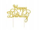 PartyPal Torta topper Happy Birthday arany csillámos