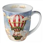 Ambiente Karácsonyi porcelán bögre - 400ml - Santa's air balloon
