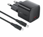 ACEFAST Incarcator de retea A118, Type-C, GaN, 30W cu Cablu USB-C la Lightning 1.2m Black (A118) - vexio