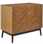 Intesi Étkező Nappali Komód Retro Vintage Halszálka Stílusban 3 Tágas Fiókkal (komoda w stylu retro vintage jodełka)