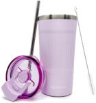 REVITY Thermobögre szívószállal - rozsdamentes acél, 600 ml lila