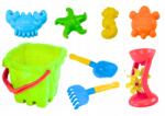 LEAN Toys Homokozó Játék Szett Vödörrel, Várral, Malommal, 9 Darabos (5900992008891)