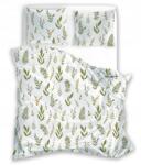 Faro Mikroszálas ágyneműhuzat 140x200 Harmony levelek fehér zöld párnahuzattal 70x90 (002)