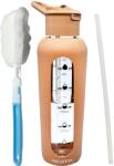 REVITY Üveg sport vizes palack szilikon védőtokkal és csőrös ivónyílással mérővel 700ml 0, 75 LITER bézs