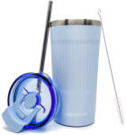 REVITY Thermobögre szívószállal - rozsdamentes acél, 600 ml kék