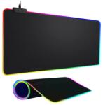 NEXTLY Nagy egérpad KÖVETKEZŐL billentyűzethez és egérhez, élek RGB világítással, játékhoz/asztalhoz/irodához, vízálló anyag, csúszásgátló, sima felület a pontosságért és vezérlésért, 30x80cm, fekete (mousep