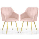 AKORD LUXANO Kárpitozott Szék Welúr Púder Rózsaszín Arany Lábakkal (LUXANO-PPG)