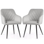 AKORD VELTO Kárpitozott Szék Welur Szürke Rombusz Steppelt Fekete Lábak 2 db (VELTO-GRB)