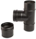 Inoxterm 90°-os rozsdamentes füstcső "T" elem gyűjtő edénnyel - fekete (Ø100 mm) (P5204F) - ecoheat