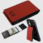 Magic Clip piros / mintás alumínium vázas mágneses mini pénztárca