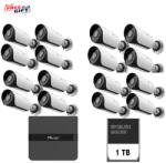 Milesight Kit Supraveghere video Milesight Technology NVR NVR MS-N5016-PE + 16 camere MS-C2964-UPD, Bullet, IP, 2MP, lentila 2.8mm, IR 30m, PoE (KIT16BULLET2MP)