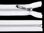 Fashion Műanyag fogú, bontható spirálcipzár ezüst fogazással, No. 7, 7mm, 50cm hosszú, 270369, fehér