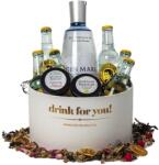  Drink For You feliratos Gin Mare Gin Tonik ajándékcsomag fehér díszdobozban