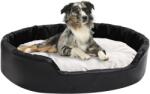 vidaXL 90x79x20 cm black/beige plush/pleather 171271