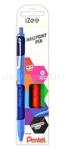 Pentel Golyóstoll nyomógombos 0, 35mm, iZee 4 db-os kék, piros, fekete, zöld (PENTEL_30636) (PENTEL_30636)
