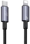 USAMS adatkábel, type-c - lightning, 30w, gyorstöltő, 120cm, cipőfűző, sötétszürke (SJ662USB01)