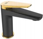 Laveo Álló mosdó csaptelep klikk-klakk leeresztővel, alacsony, fekete/arany (BVR 722G)