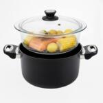 SKK Gőzpároló edény 20 cm / 10 cm - titán edény üveg párolóbetéttel és fedővel, indukciós