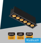ELDLUX süllyesztett spot lámpa 11W 864lm 4000k 24° IP20 132x31mm Fekete/Arany (XTD-6-NN)
