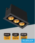 ELDLUX süllyesztett spot lámpa 6W 401lm 3000k 24° IP20 69x31mm Fekete/Arany (XTD-3-NC)