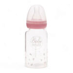 Baby Bruin Hőálló üveg cumisüveg, szilikon etetőcumival, cseppmentes kupakkal 120 ml - rózsaszín (55042725lany)