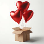 Balloons4party Buchet 3 baloane inima rosie 45cm