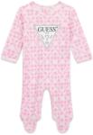 Guess Розов ромпър за новородено момиче с детайли и сребристо лого Guess