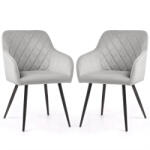 AKORD AKORD VELTO Kárpitozott Szék Welur Szürke Rombusz Steppelt Fekete Lábak 2 db (AKO-VELTO-GRB)