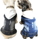  Kutyaruha - Kutyakabát - Kutyamellény - Ujjatlan, kapucnis, farmer kutyamellény - kétféle színben - 2XL - kék