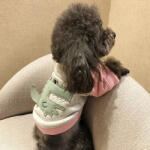  Kutyaruha - Kutyapulóver - Kutyapulcsi - Krokodil mintás - kétféle színben - M - szürke-rózsaszín / zöld krokodillal