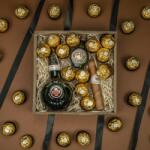 Lux&Box Wood Box: Zwack Unicum ital + Ferrero Rocher + csoki szivar