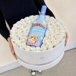 Lux&Box Fehér rózsa Box + Baileys Popcorn