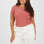 Brave Soul Тениска Brave Soul Plus Size Basic Ribbed Short Sleeve T-shirt - Clay