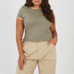 Brave Soul Plus Size Short Sleeve T-shit with Contrast Neck and Sleeve Rib - Khaki/Camel