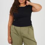 Brave Soul Plus Size Short Sleeve T-shit with Contrast Neck and Sleeve Rib - Black/Camel