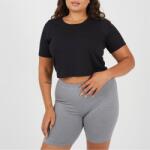 Brave Soul Дамска тениска Brave Soul Womens Plus Size Cropped Round Neck T-shirt - Black