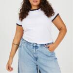 Brave Soul Plus Size Short Sleeve T-shit with Contrast Neck and Sleeve Rib - White/Navy