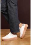 Wheres That From Кецове на платформа Wheres That From Low Wedge Lace up trainer with leopard print heel detail - White/Leopard