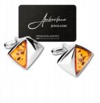  Ezüst Mandzsettagombok konyakos borostyánnal*elegáns férfi kiegészítő (SPINKI-BURSZTYN-KONIAK-925)