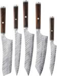 HARAHU Damaskus konyhai kés szett WO - 39193 - 5 db / Barna KP39193