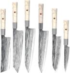 HARAHU MA-39192 Damaszk konyhakés készlet - 6db/Fehér KP39192