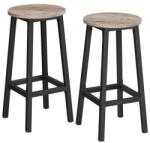 Vasagle Set 2 scaune de bar industriale greige, 65 cm, oțel, compact (LBC032B02)