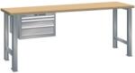 Lista Műhely munkapad LISTA, 1500x700x840 mm, 3 fiók, teherbírás 600 kg, szürke/ezüst