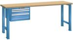 Lista Műhely munkapad LISTA, 1500x700x890 mm, teherbírás 600 kg, 3 fiók, kék