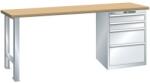 Lista Műhely munkapad LISTA, 1500x700x840 mm, 4 fiók, teherbírás 1500 kg, szürke