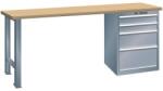 Lista Műhely munkapad LISTA, 1500x700x840 mm, 4 fiók, teherbírás 1500 kg, sötétszürke