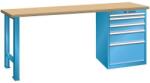 Lista Műhely munkapad LISTA, 1500x700x840 mm, 5 fiók, teherbírás 1500 kg, világoskék