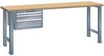 Lista Műhely munkapad LISTA, 1500x700x840 mm, 3 fiók, teherbírás 600 kg, sötétszürke